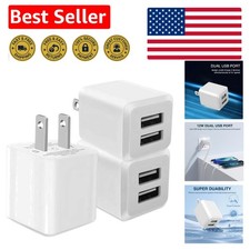 Dual Port USB Wall Charger - Fast Charging Adapter for Home  Travel Pack of 3 