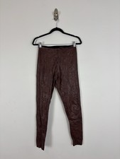 Commando Faux Leather Crocodile Leggings Size Large Brown Slimming High Waist