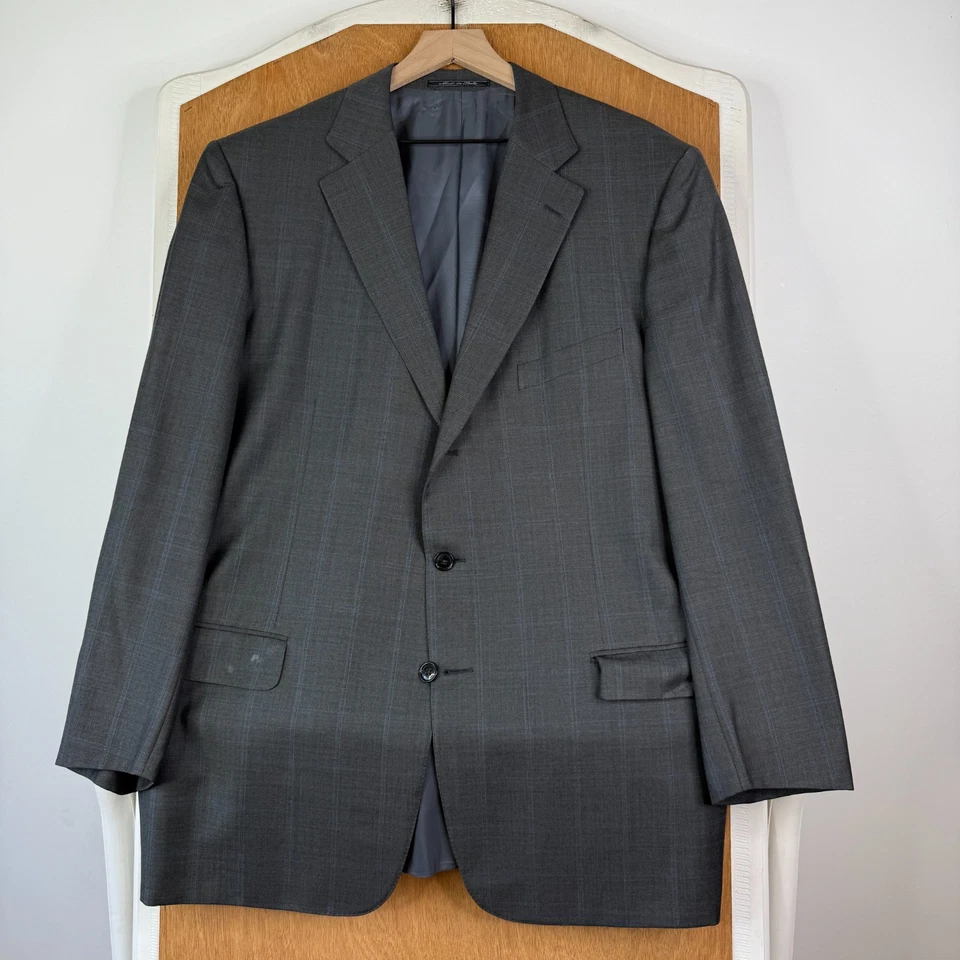 Мужской блейзер Ermenegildo Zegna 48 л с серым окном на 3 пуговицах камвольный Super 100s - Изображение 2 из 4