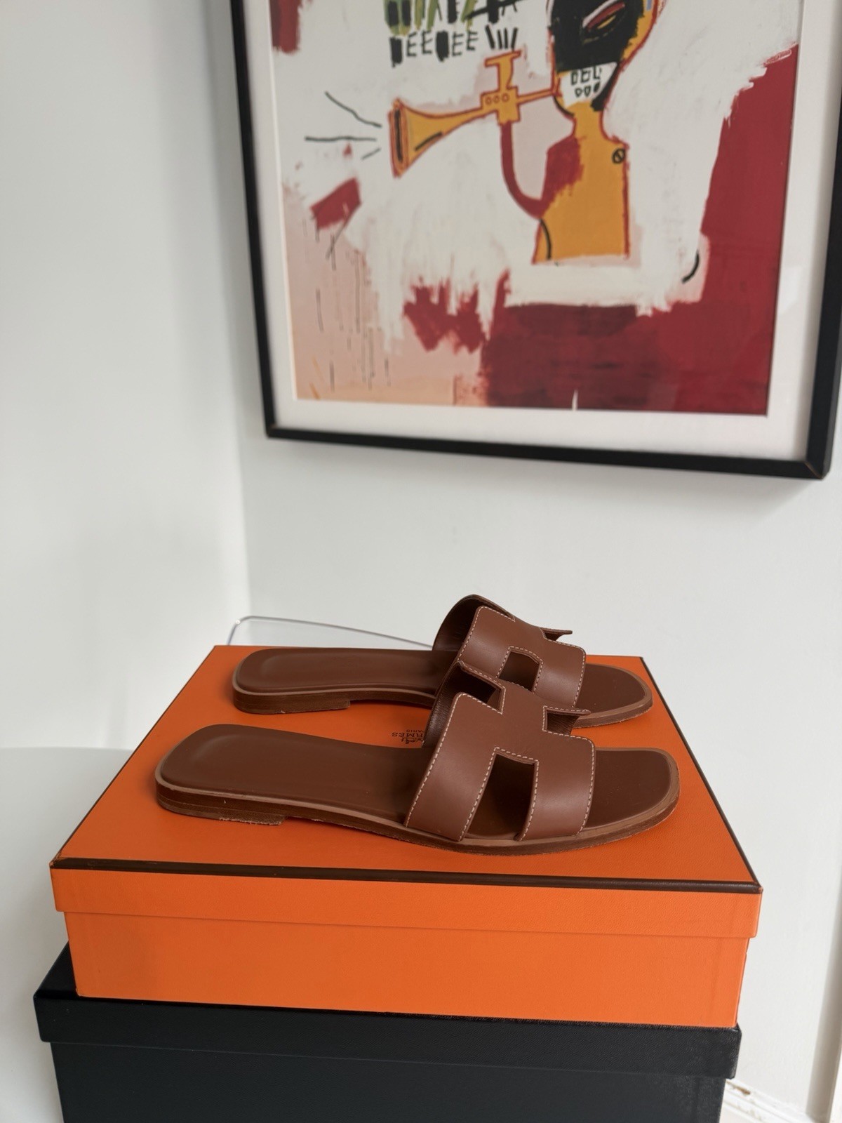 Authentic Hermes Oran Box Leather Gold Sandals RRP £640 Size 37 UK4 With Receipt