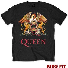 Image of Official Queen T Shirt Classic Crest Kids Boys Girls Toddler Baby Retro Rock New