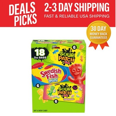 Delicious 18-Bag SWEDISH FISH Candy Variety -  and Watermelon Flavors