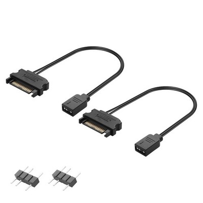 2 Stück SATA 15 Pin auf 3 Pin RGB Lüfter Stromkabel 32,2 cm