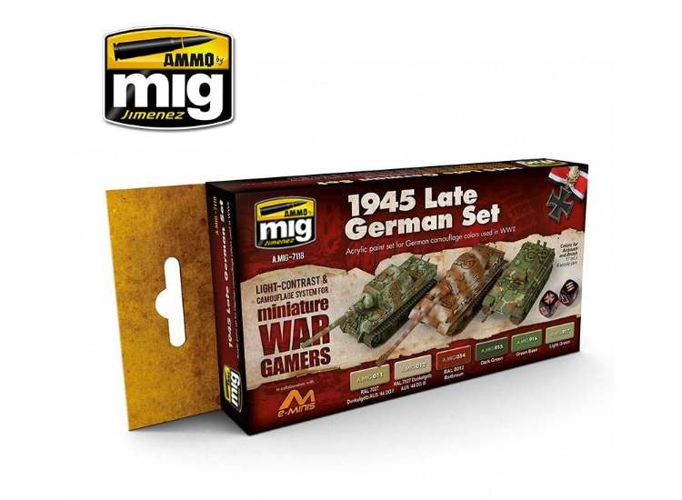 Ammo Mig A.Mig7118 17ml x6 - Wargame 1945 Late German - Acrylic Paint Set