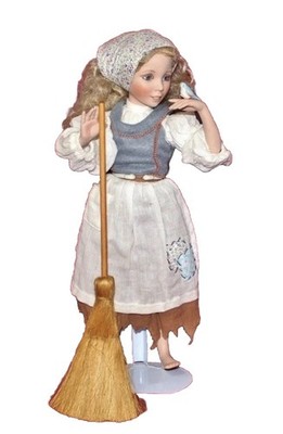 Vintage 1993 Dianna Effner 15'' Porcelain Doll Cinderella In Rags,Bird,By Knowles