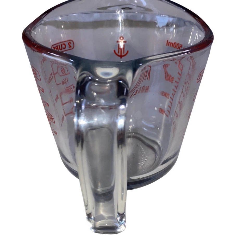 Anchor Hocking 2 Cup Glass Measuring Cup Red Graphics Kitchen Baking - Image 3 of 4