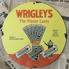 VINTAGE WRIGLEY’S CHEWING GUM THREE FLAVORS 12 INCH PORCELAIN ENAMEL SIGN