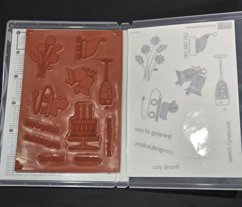 STAMPIN UP! RED RUBBER CLING STAMPS LOT OF 21 PREOWNED NICE CONDITION VARIETY