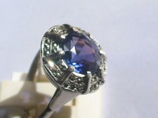 BELLE BAGUE ANCIENNE 1940/50 en ARGENT avec SAPHIR VERNEUIL et