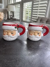Miracle Cocktail Kingdom Winking Santa Claus Figural Ceramic Mugs (Set of 2)