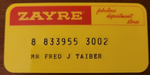 Vintage Zayre Department Store Credit Charge Card