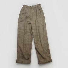Vintage Ralph Lauren Brown Plaid Dress Pants Cuffed Hem Union Made Women  s 25x27