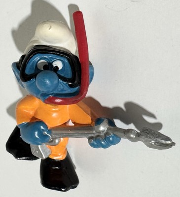 Smurfs 20120 Scuba Diver Smurf Snorkel Frogman Vintage Smurf Toy PVC Figure Gift