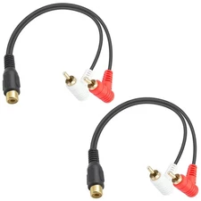 Duttek Short RCA Y Splitter Cable 8In/20Cm, 90 Degree Righter Anglet 1 Female to