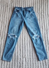 American Eagle Mom Jean Size 4 Regular Distressed Light Wash Womens Denim