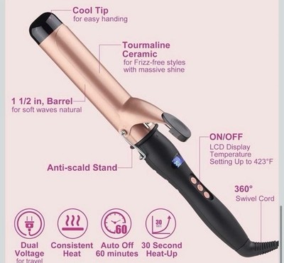 Lockenstab Stabzange 38 mm großer Schaft Lockenwickler für langes & mittleres Haar