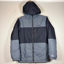 Columbia Kid Omni Heat Waterproof Winter Jacket Coat Grey Black Ski Snow Youth L
