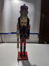 Holiday Time 24" Wooden Christmas Nutcracker. Red and Black