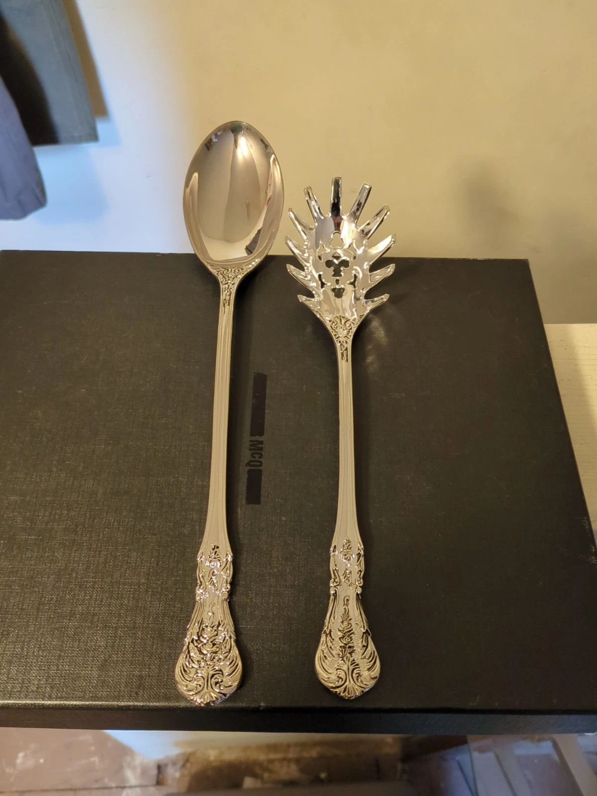 International Silver Company Silver Plated Pasta Spoon And Serving Spoon Set