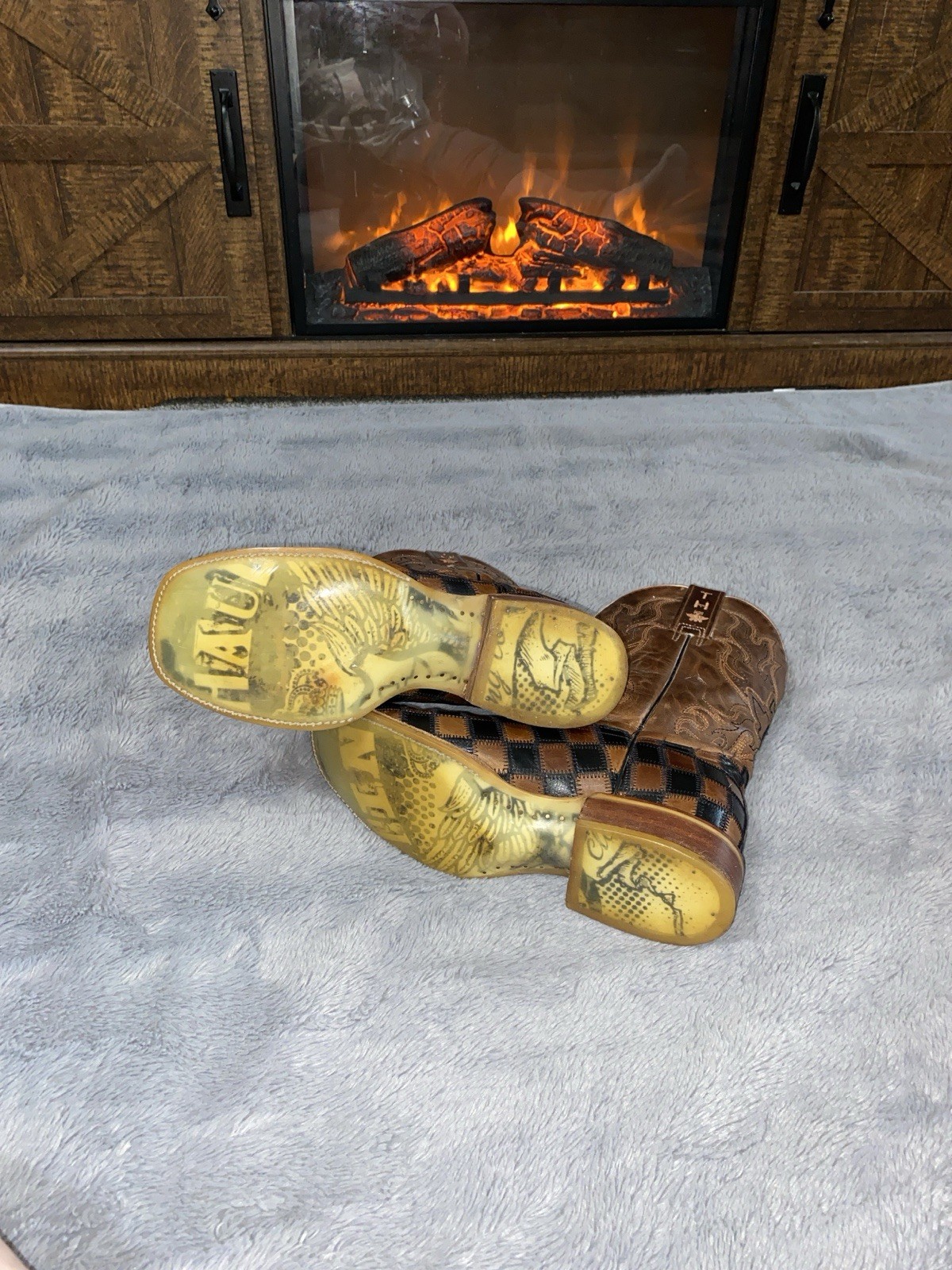 TIN HAUL PATCHWORK CHECKERED SQUARE TOE BOOTS MEN… - image 6