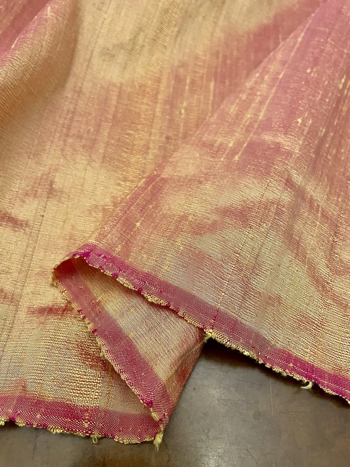 100% Silk Dupion Fabric in Shot Yellow and Pink Iridescent - Image 2 of 2
