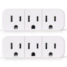 2 PCS Triple Outlet Extender 3Prong Grounded Wall Plug Adapter White Home