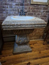 Antique Marble Top Sink Vanity Bathroom Sink with Faucet and Drain Bathroom Sink