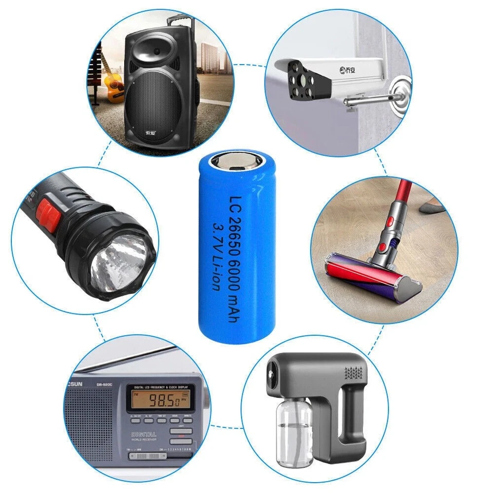 LED flashlight headlamp 26650 Battery 3.7V Li-ion Rechargeable Batteries LOT US - Image 2 of 4