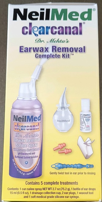 NeilMed Clearcanal Ear Wax Removal Kit Reusable Washable Painless Portable