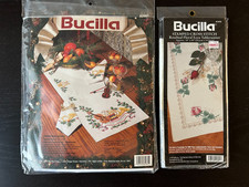 Bucilla Cross Stitch Table Runners 14" x 44", Rosebud Floral Ecru & Xmas Music