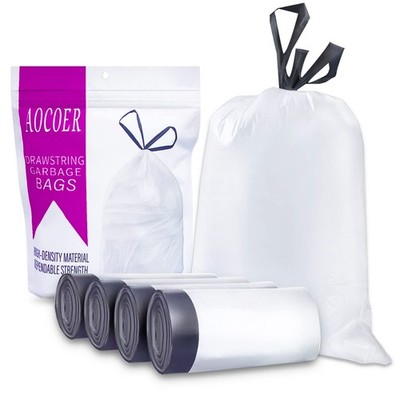 4 Gallon Trash Bag, Small Drawstring Trash Bags, 15 Liter White Garbage Bags,...