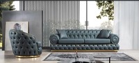 Sofagarnitur 3+1 Sitzer Garnitur Sofa Sofas Leder Sessel Luxus Chesterfield