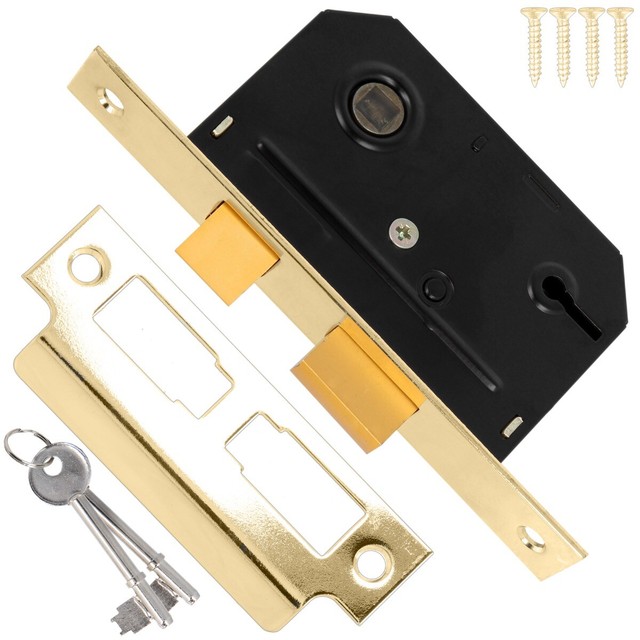 Yale 5 Lever Polished Brass Sash/dead Lock Mortice Door High Security