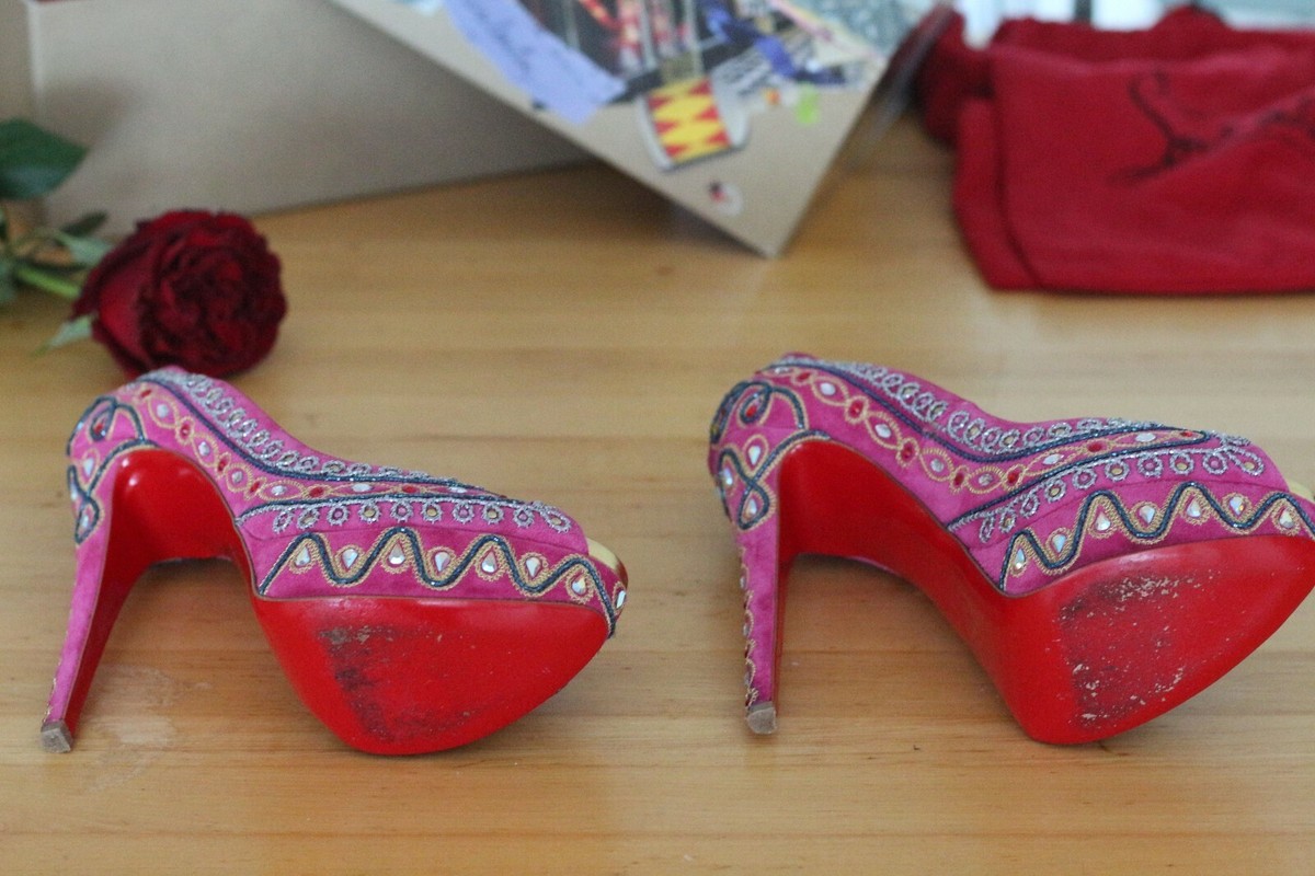Authentic Christian Louboutin Boutin Bollywood Peep-Toe Pumps