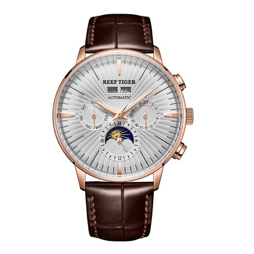 Reef Tiger Mens Automatic Watches 42mm Mechanical Luminous Year,Month,Week,Date