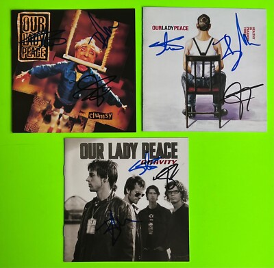 3 diff Our Lady Peace CD Covers SIGNED Autographed by Raine Maida