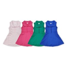 Little Girls Tennis Athletic Wear Solid Color Sleeveless Half Zip Sport Dress