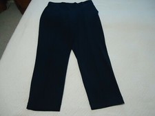 Land's End navy Sport Knit tapered leg pants, side pockets, vertical seaming, L