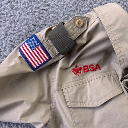 Boy Scouts of America BSA Youth Shirt Tan Large Vented Microfiber Sewn Patches - Picture 4 of 8