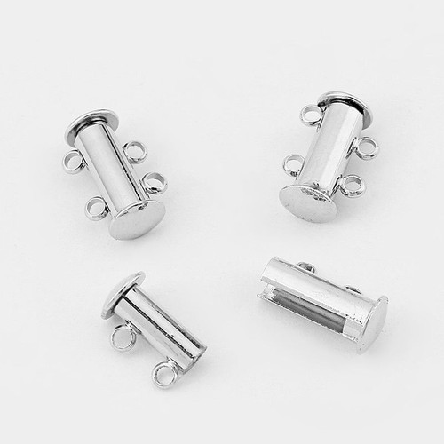5 x Silver/Gold/Copper 2 Strand Magnetic Slide Lock Tube Clasps Findings 15x10mm - Picture 10 of 36