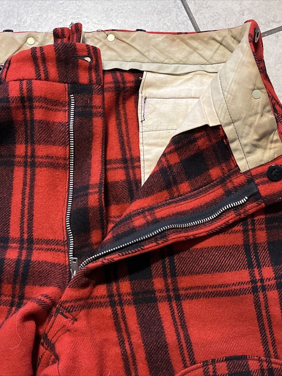 Vintage Woolrich Red Plaid Wool Hunting Pants Knee Pads Vintage Woolrich Red Plaid Wool Hunting Pants Knee Pads