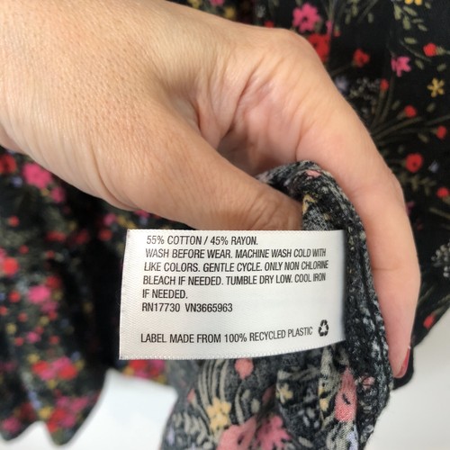 Cat & Jack Girls' Black Long Sleeve Floral Dress Size Large 10/12 - Picture 7 of 8