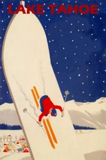Lake Tahoe Skiing Snowboarding Ski Winter Sport Vintage Poster Repro FREE S/H