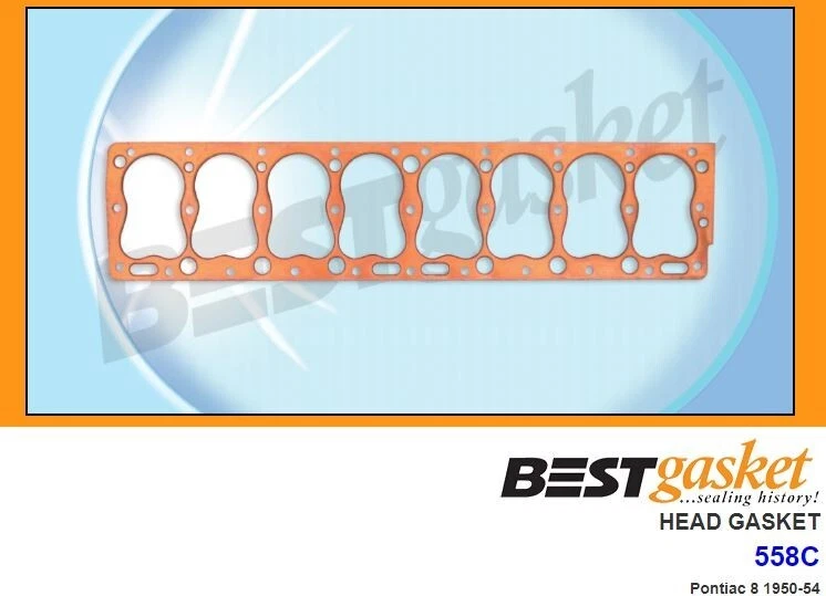 MEJOR Junta de Culata COBRE 1950-1954 Pontiac 268 Silver Streak Cabeza Plana Foto 2 de 3