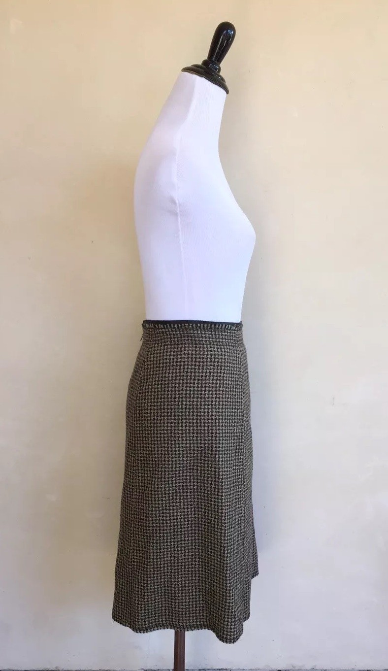 PRADA Authentic Herringbone Wool Leather Trimmed … - image 12