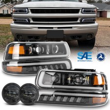 Led Headlights Fog Lights Assembly For 2001-2006 Chevy Tahoesuburban 1500 Z71