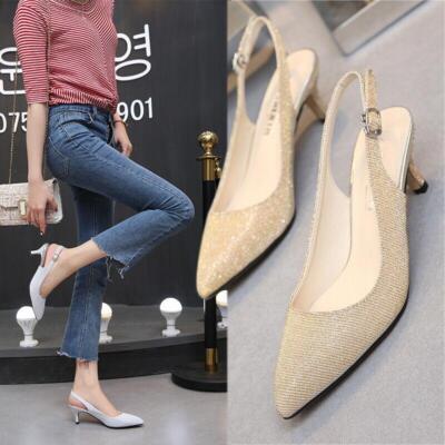 Gliterring Slingbacks Sequins 2'' High Heels Hot Drag Queen Spark Shoes Plus Size