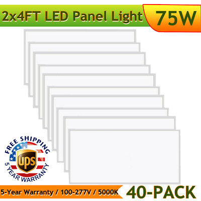 40X 75W 2x4 FT Flat LED Troffer Panel Light Drop Ceiling Panel Recessed Daylight