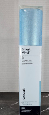 New Cricut Smart Vinyl Shimmer Light Blue  Permanent 12 ft Each