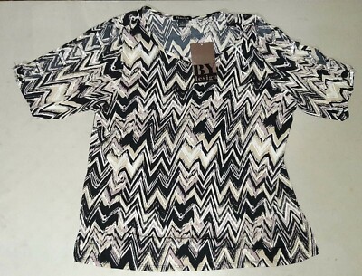 BY Design Blouse LILAS CHEVRON KNIT Short Flutter Sleeve Size 1X - New w/Tags